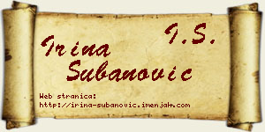 Irina Subanović vizit kartica